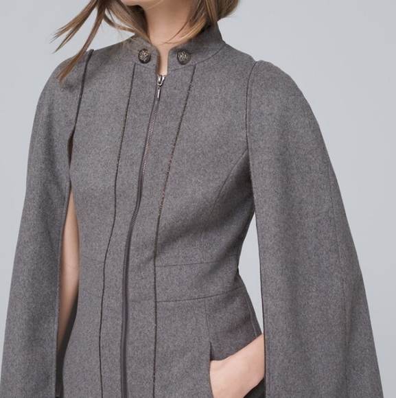 White House Black Market Smoked Pearl Ball Chain-Trim Cape Womens Small - Picture 3 of 11